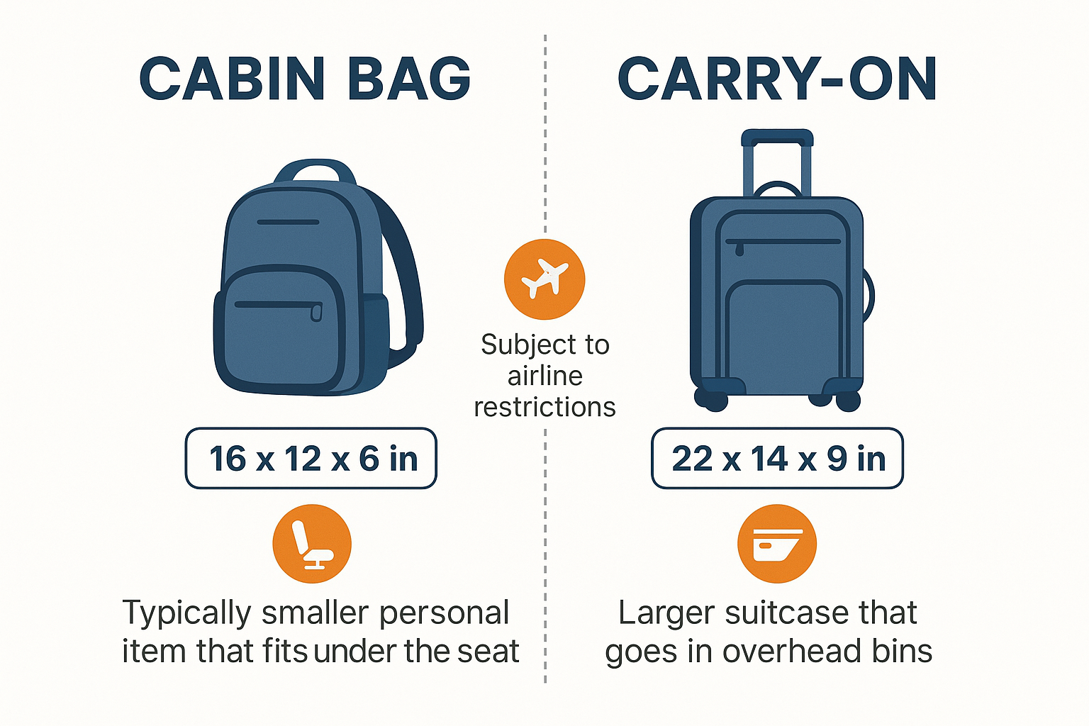 What cabin baggage means and where a laptop bag fits